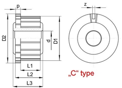 Komutátor typ „C“ 32 lamel, 16/36,6/19 (d/D1/L1)