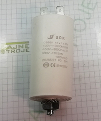 Motorový běhový kondenzátor SC 1121, 20 uF, 400-500 V, (2 x faston + šroub)