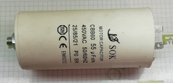 Motorový běhový kondenzátor SC 1121, 55 uF, 450-500 V, (2 x faston + šroub)