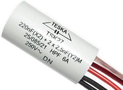 Odrušovací filtr TSK27; 220n+2x2n5; 250V AC/6A; 5 vývodů